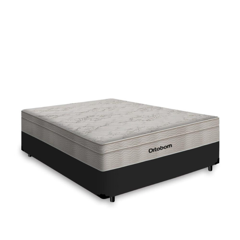 Cama Box Casal + Colchão De Molas Ensacadas - AirTech SpringPocket 138x188x65cm Preto