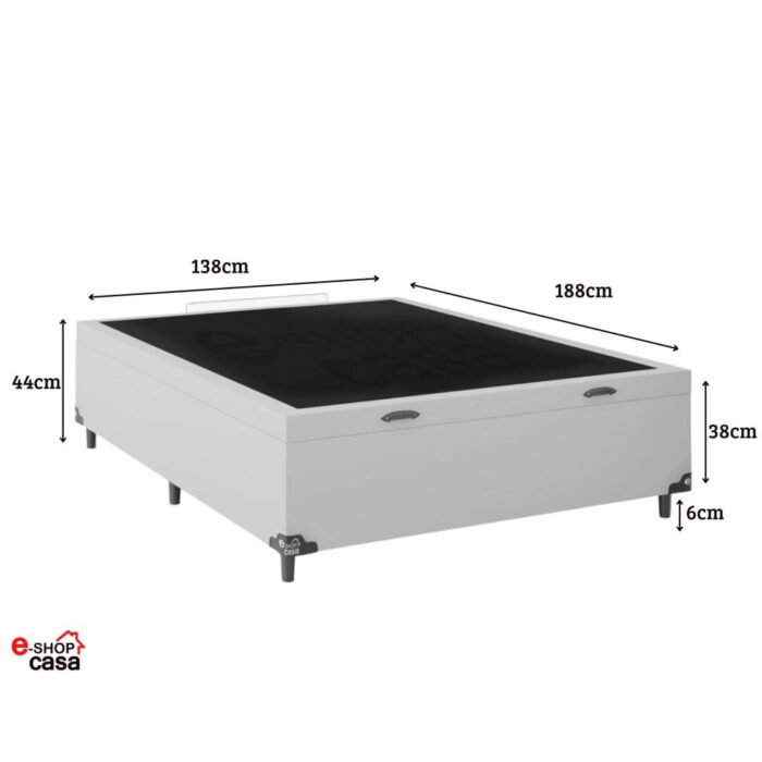 Cama Box Baú + Colchão D33 One Face - 61cm de altura - Couro Branco - Vários Tamanhos - - Image 3