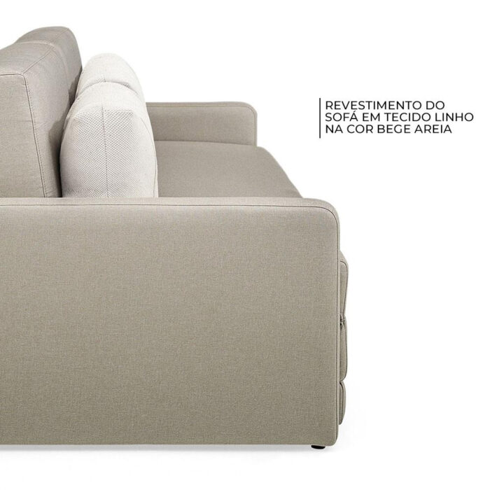 Sofá-Cama Casal 2 Lugares Herval Aurora, Linho Bege Areia, 146 cm - Image 4
