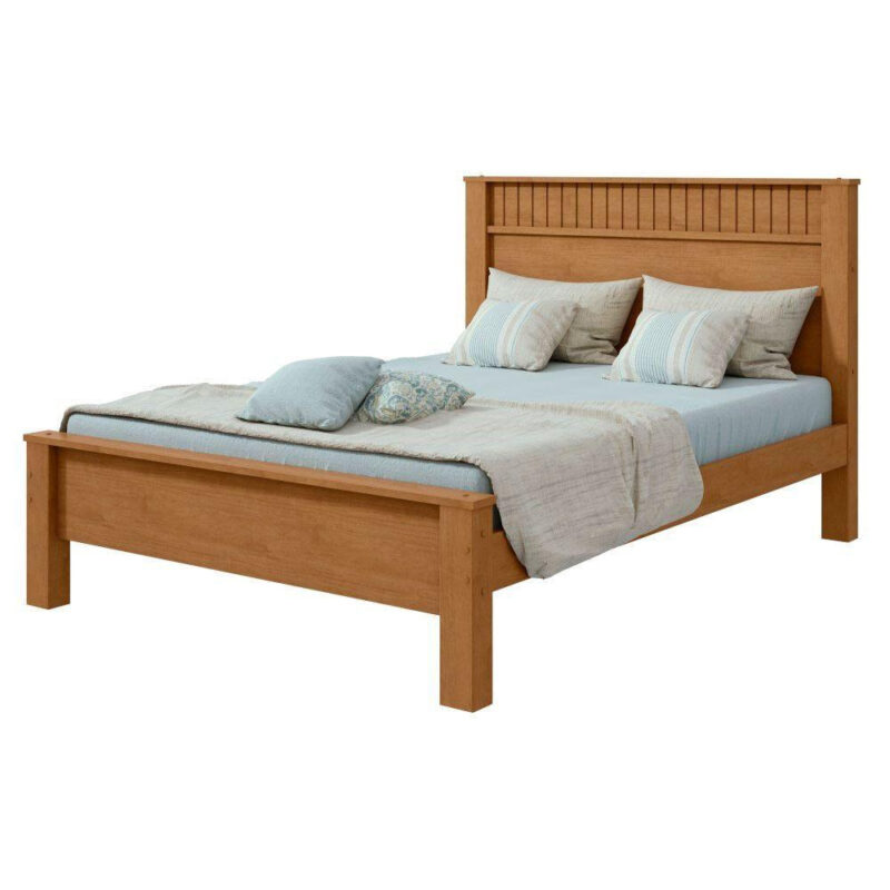 Cama Casal Convencional Estrutura Mdf/mdp Athenas Móveis Lopas Amendoa Clean