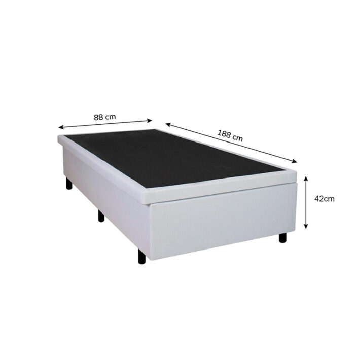 Cama Box Baú Solteiro 88x188x42cm Courino Linho Branco com Pistão a gás - Image 5
