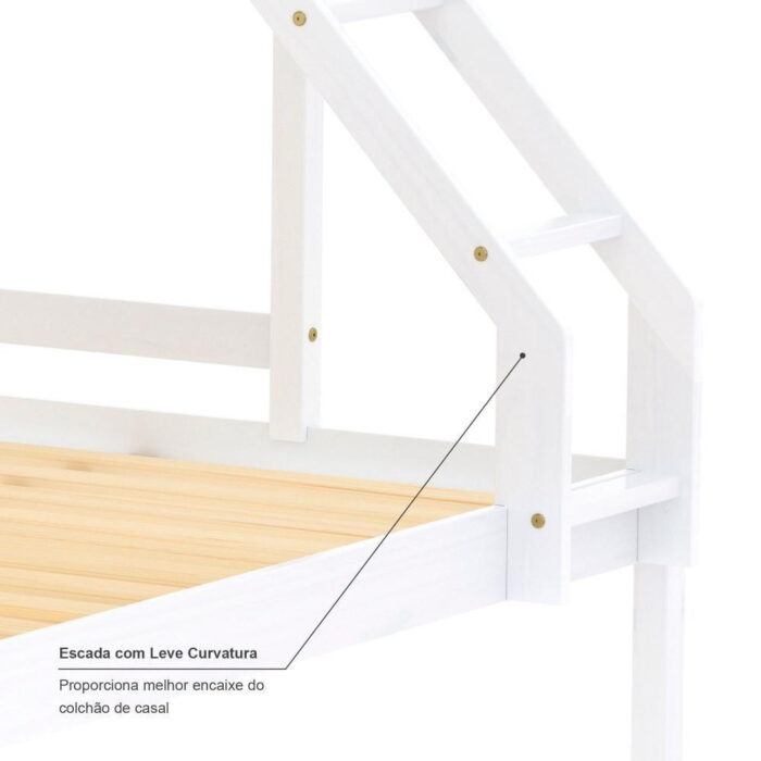 Beliche Com Cama Casal Slim Rb Madeira Maciça Branco Housin - Image 3