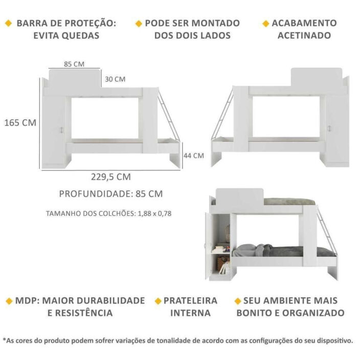 Beliche 1 Porta Havana Multimóveis Branco - Image 3