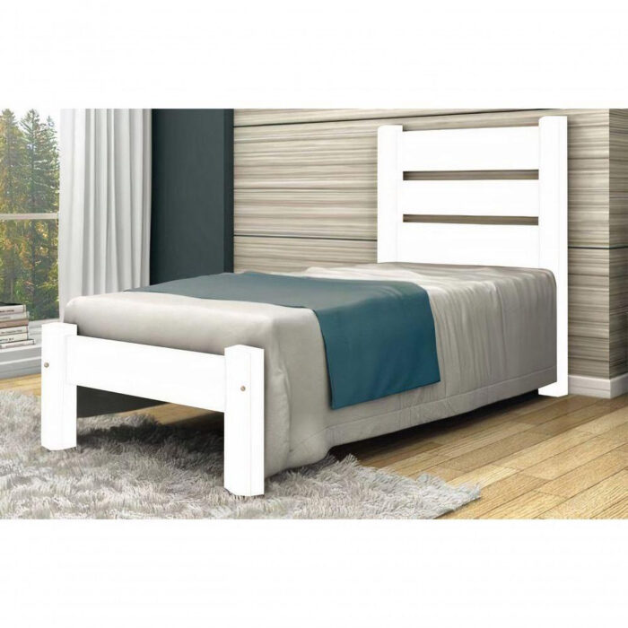 Cama Solteirão Berlim De Madeira Angelim Branco