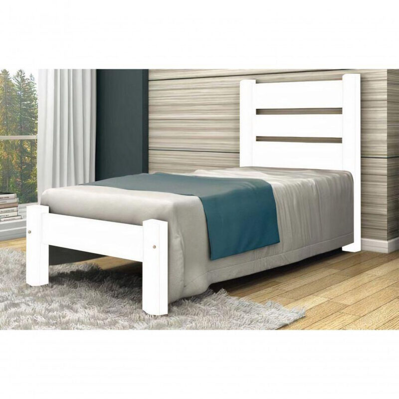 Cama Solteirão Berlim De Madeira Angelim Branco