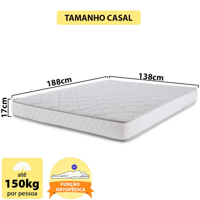 Colchão Casal Espuma D45 A Vácuo Ortopédica Certificada 138x188x17cm - Image 5