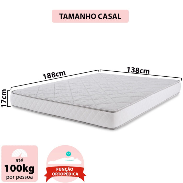 Colchão Casal Espuma D33 A Vácuo Ortopédica Certificada 138x188x17cm - - Image 9
