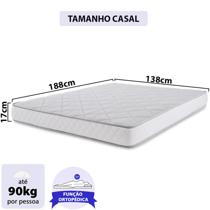 Colchão Casal Espuma D28 A Vácuo Ortopédica Certificada 138x188x17cm - - Image 8