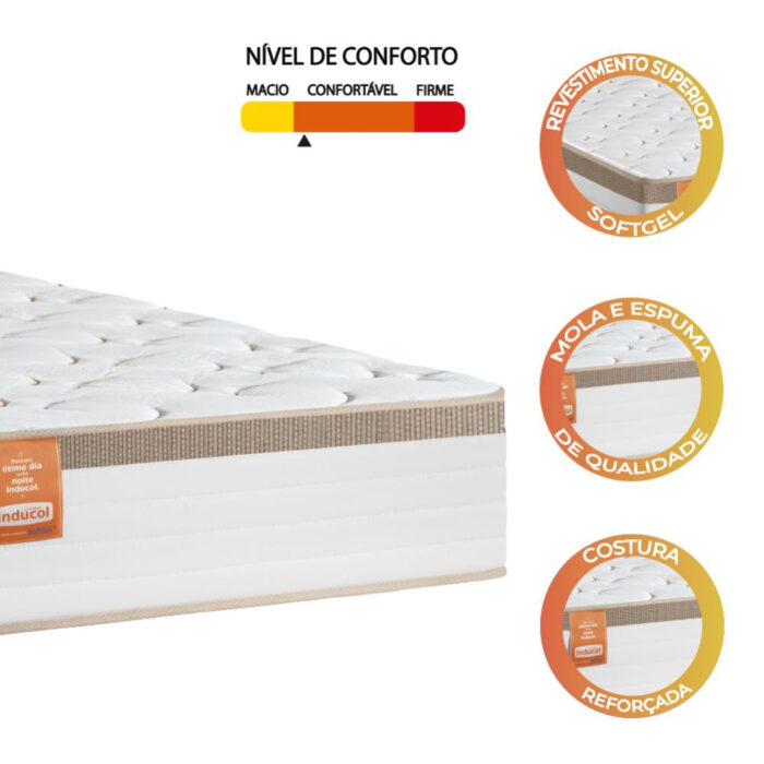 Colchão Solteiro Molas Ensacadas Real 88x188x27cm Branco / Bege - Suporta até 130Kg - Image 2