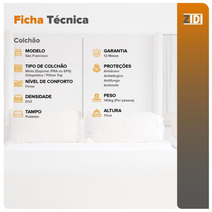 Colchão Solteiro King Ortopédico Espuma D33 96x203x17cm - Image 3
