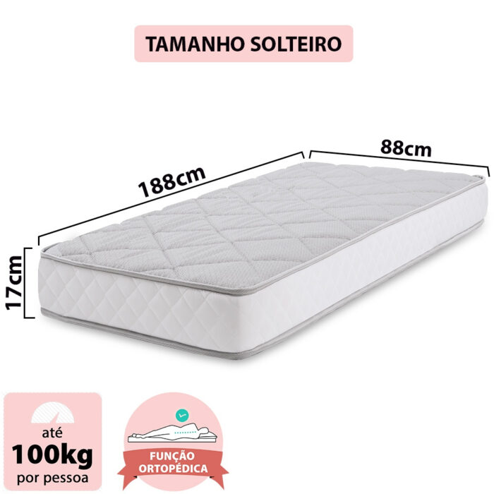 Colchão Solteiro Espuma D33 A Vácuo Ortopédica Certificada 88x188x17cm - - Image 6