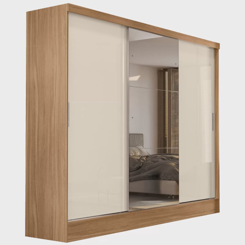 Guarda Roupa Casal 3 Portas 4 Gavetas Plata Demóbile