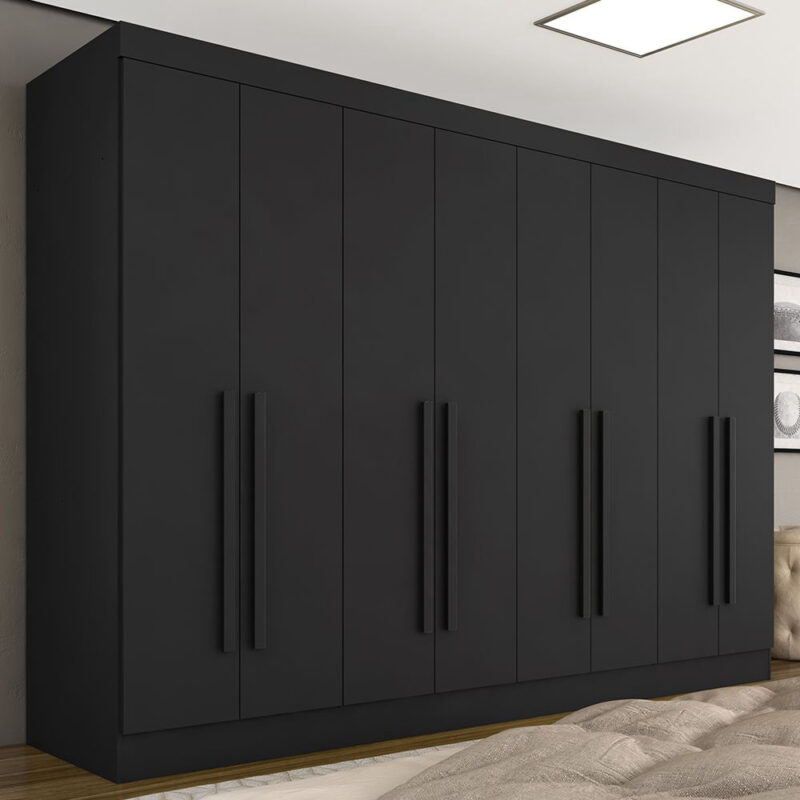 Guarda Roupa Casal Mayra 8 Portas Preto Fosco