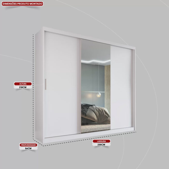 Guarda Roupa Casal 3 Portas 1 Espelho 100% mdf London - Image 3