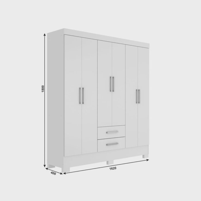 Guarda Roupa Casal 6 Portas 2 Gavetas Álamo - Image 2