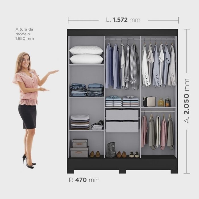 Guarda Roupa Casal 3 Portas Atenas - Image 3
