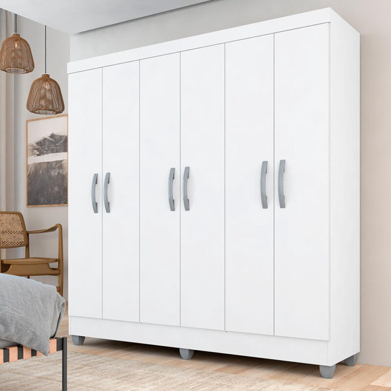 Guarda Roupa Casal Cancun Sem Gavetas 6 Pts Branco