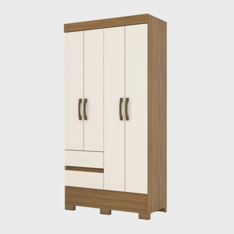 Guarda Roupa Solteiro 4 Portas 2 Gavetas BS02