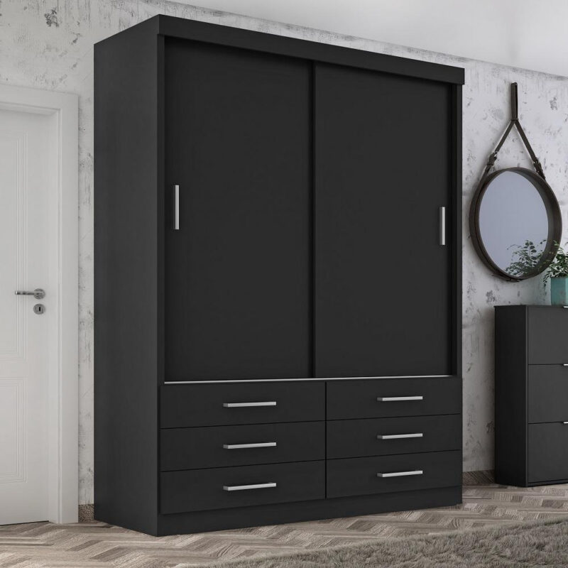 Guarda Roupa Solteiro Capri 2 Portas Correr 6 Gav Onix