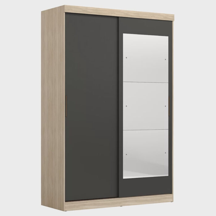 Guarda-Roupa Solteiro com Espelho 2 Portas de Correr 2 Gavetas Tuco