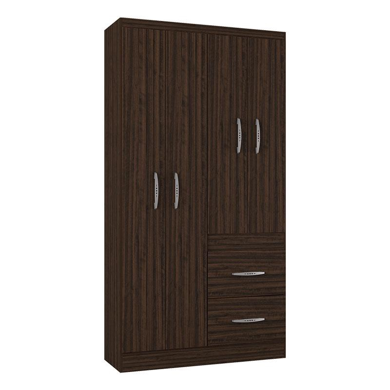 Guarda Roupa Solteiro Milão 4 Portas Chocolate Poquema