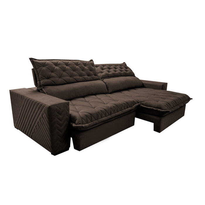 Sofá Retrátil e Reclinável 2,75m Molas Ensacadas Spazus com Bordado 3D Velusoft Café - Image 2