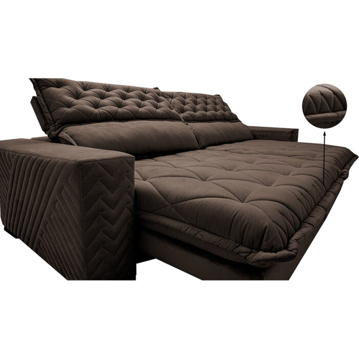 Sofá Retrátil e Reclinável 2,75m Molas Ensacadas Spazus com Bordado 3D Velusoft Café - Image 4