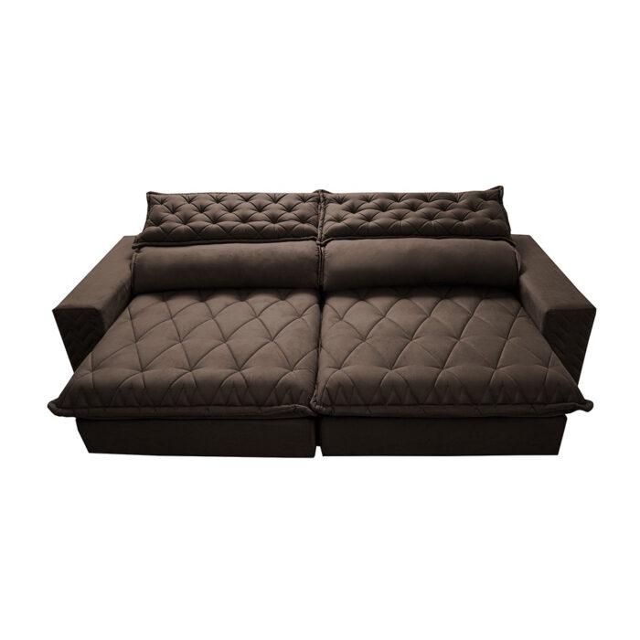 Sofá Retrátil e Reclinável 2,75m Molas Ensacadas Spazus com Bordado 3D Velusoft Café - Image 6