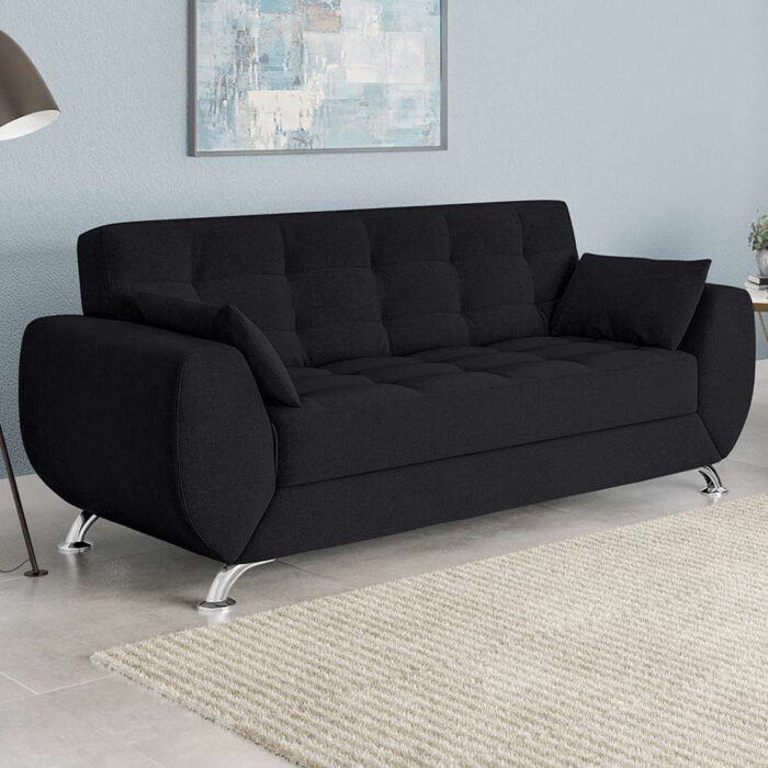 Sofá 3 Lugares Larissa Suede Preto - Image 3