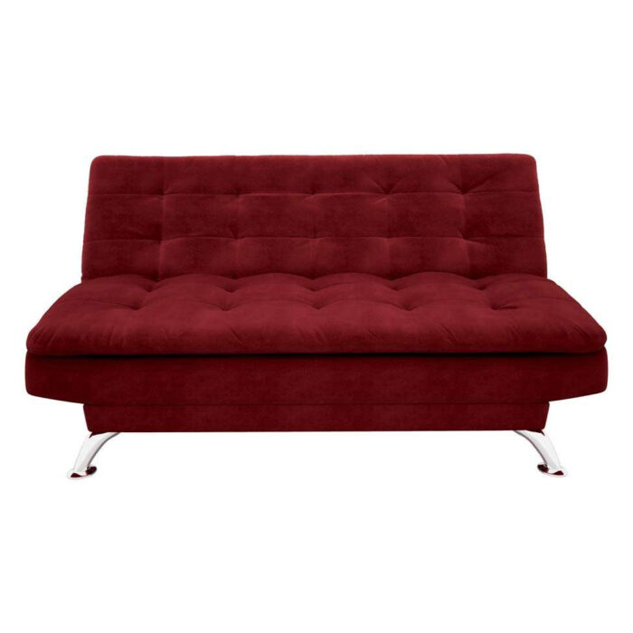 Sofá-Cama Casal 3 Lugares Premium Suede Vermelho - Image 2