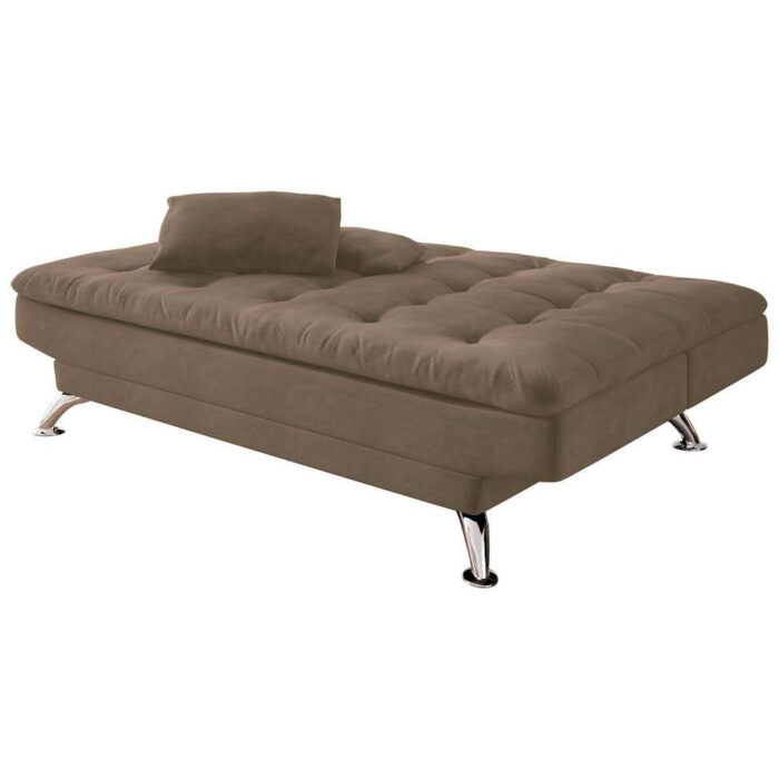 Sofá-Cama 3 Lugares Casal Premium Suede Marrom - Image 5